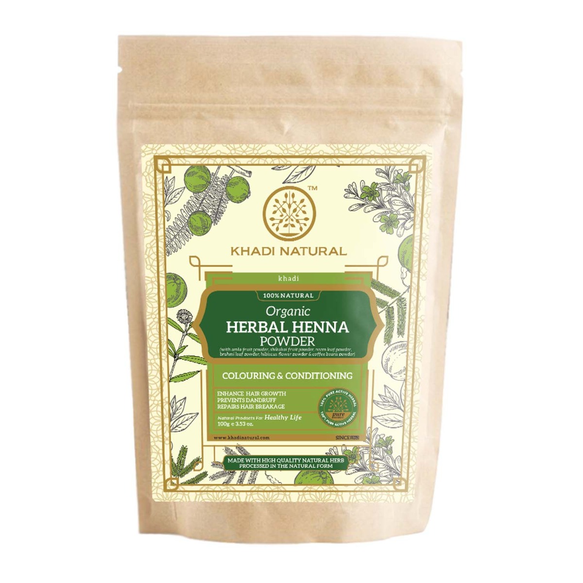 Khadi Natural Herbal Henna Organic Powder, 100gm