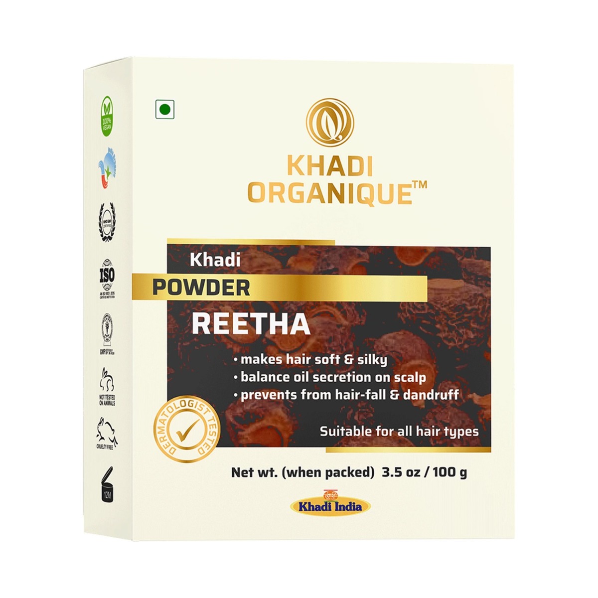 Khadi Organique 100% Organic Reetha Powder, 100gm