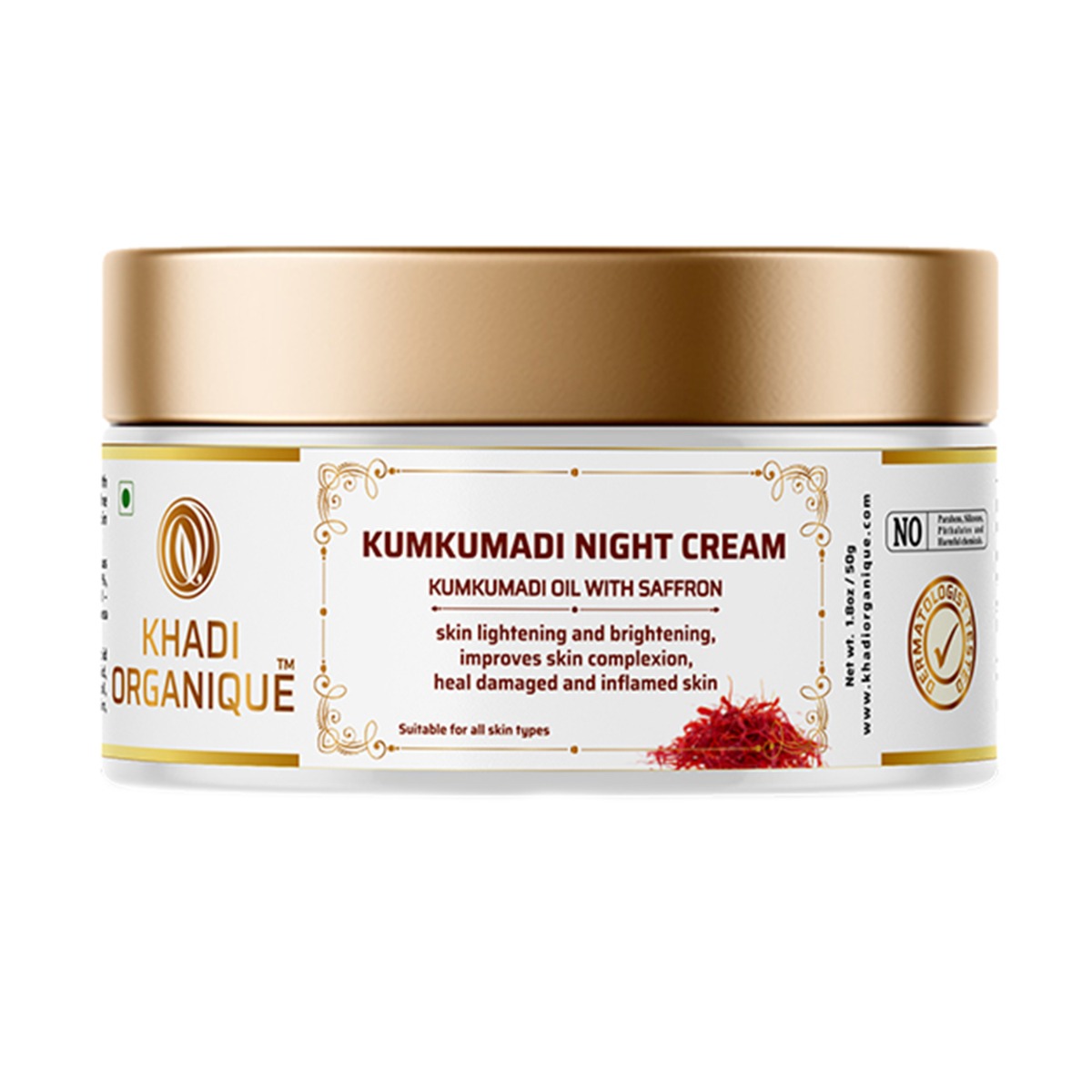 Khadi Organique Kumkumadi Oil With Saffron Night Cream, 50gm