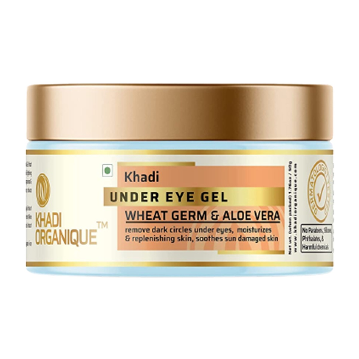 Khadi Organique Under Eye Gel Wheat Germ and Aloe Vera, 50gm