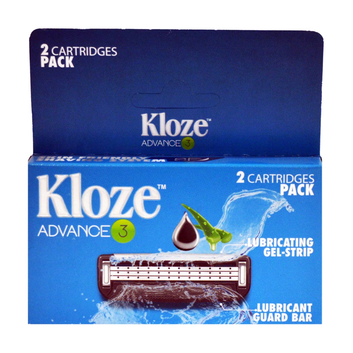 Kloze Advance 3, Shaving Razor for men with 3 Blades, 2 Cartridges