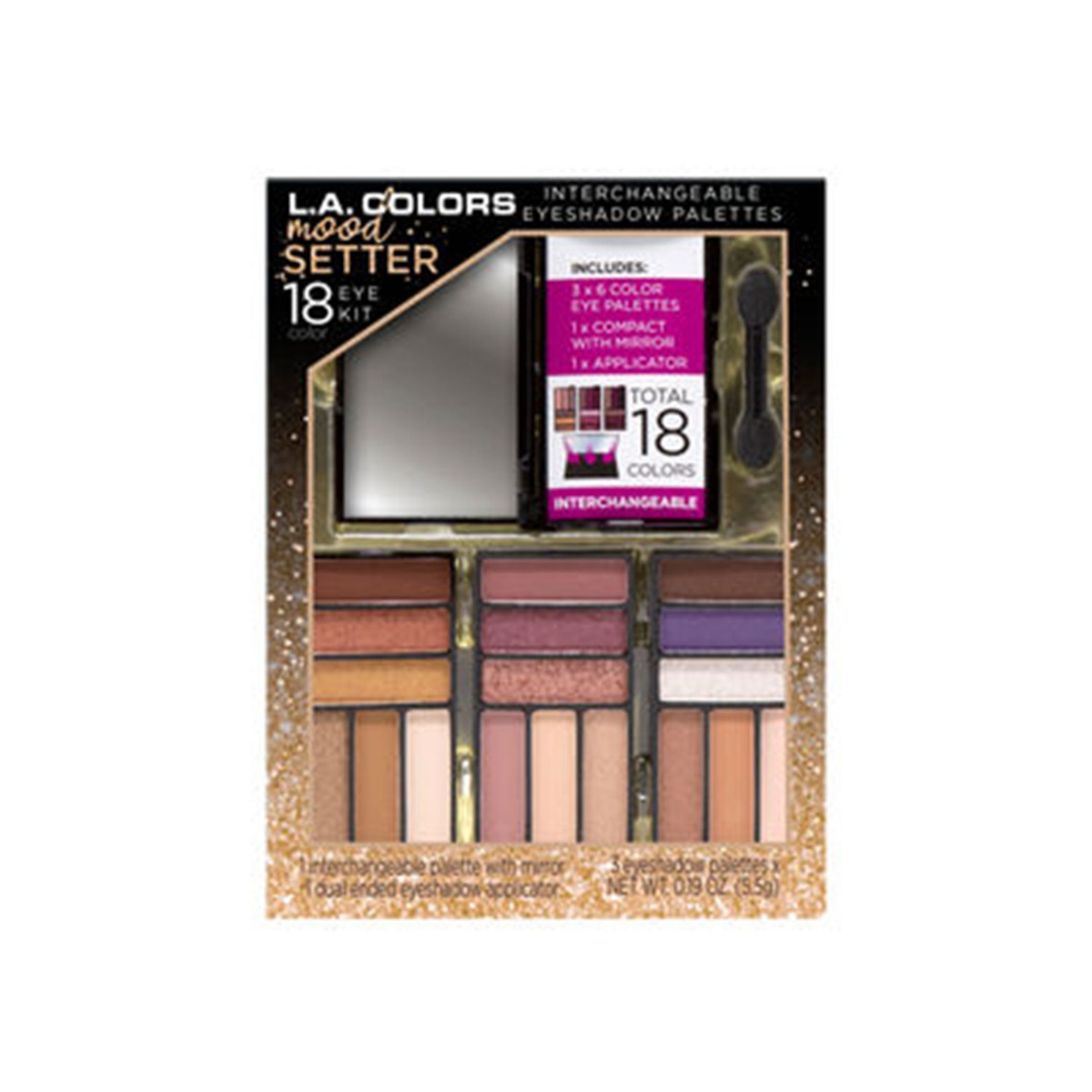 L.A. Colors 18 Color Moodsetter Eyeshadow Palette, 16.5gm