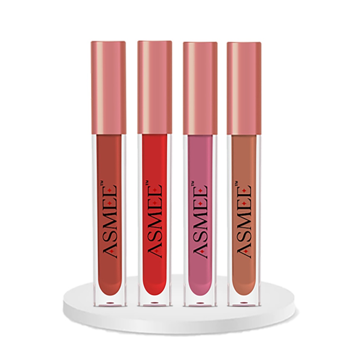 Asmee Combo Liquid Lipstick Berry Fantasy + Ruby Red + Tropical Hibiscus + Bergenia