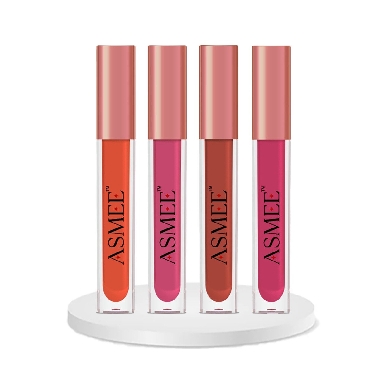 Asmee Combo Liquid Lipstick Raspberry Pink + Tulip + Berry Fantasy + Orange Lily