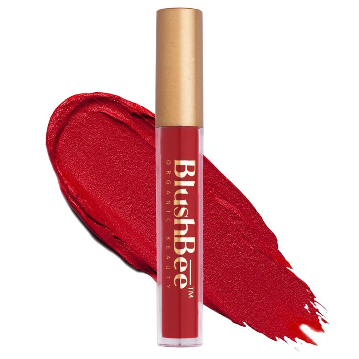 BlushBee Organic Beauty Lip Nourishing Vegan Long Lasting Liquid Lipstick - Lit Me, Reddish Maroon, 5ml
