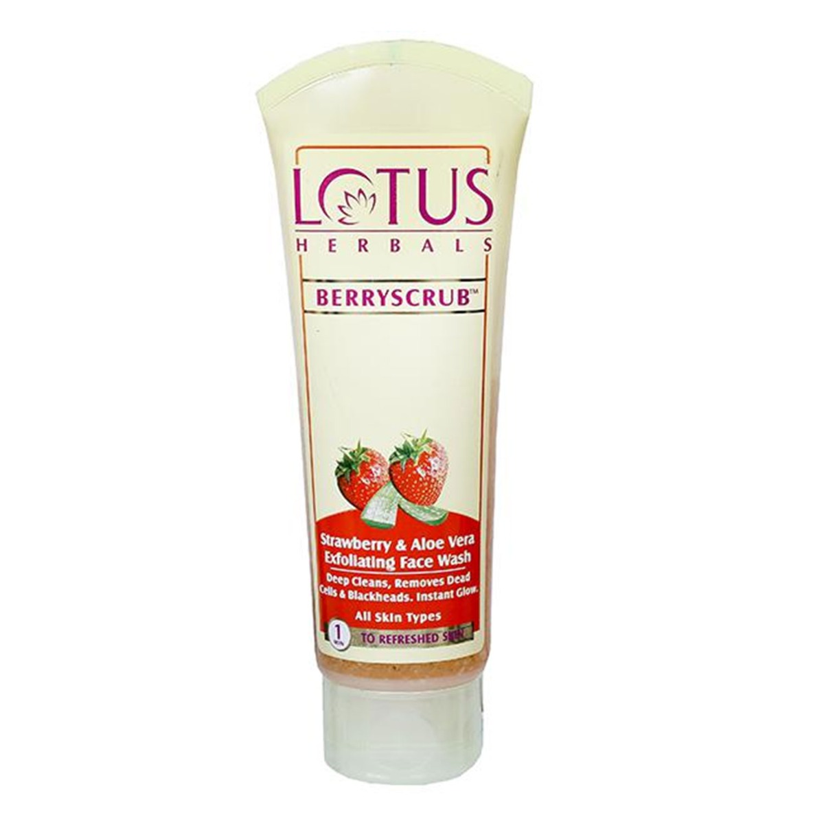 Lotus Herbals Berryscrub With Strawberry & Aloe Vera Exfoliating face Wash, 80gm