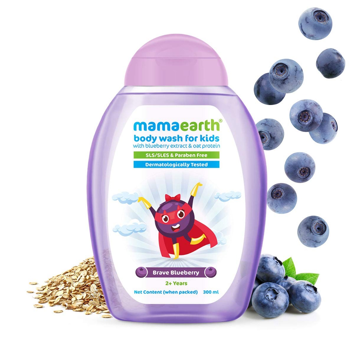 MamaEarth Body Wash for Kids with Blueberry Extract & Oat Protein, 300ml