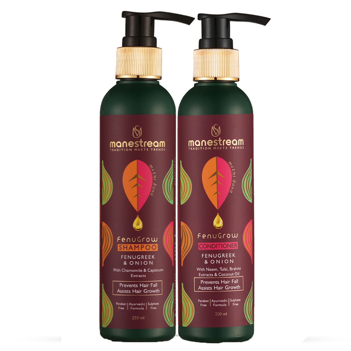 Manestream Fenugrow Hair Fall control Ayurvedic Fenugreek & Onion Shampoo and Hair Conditioner Combo, 500ml