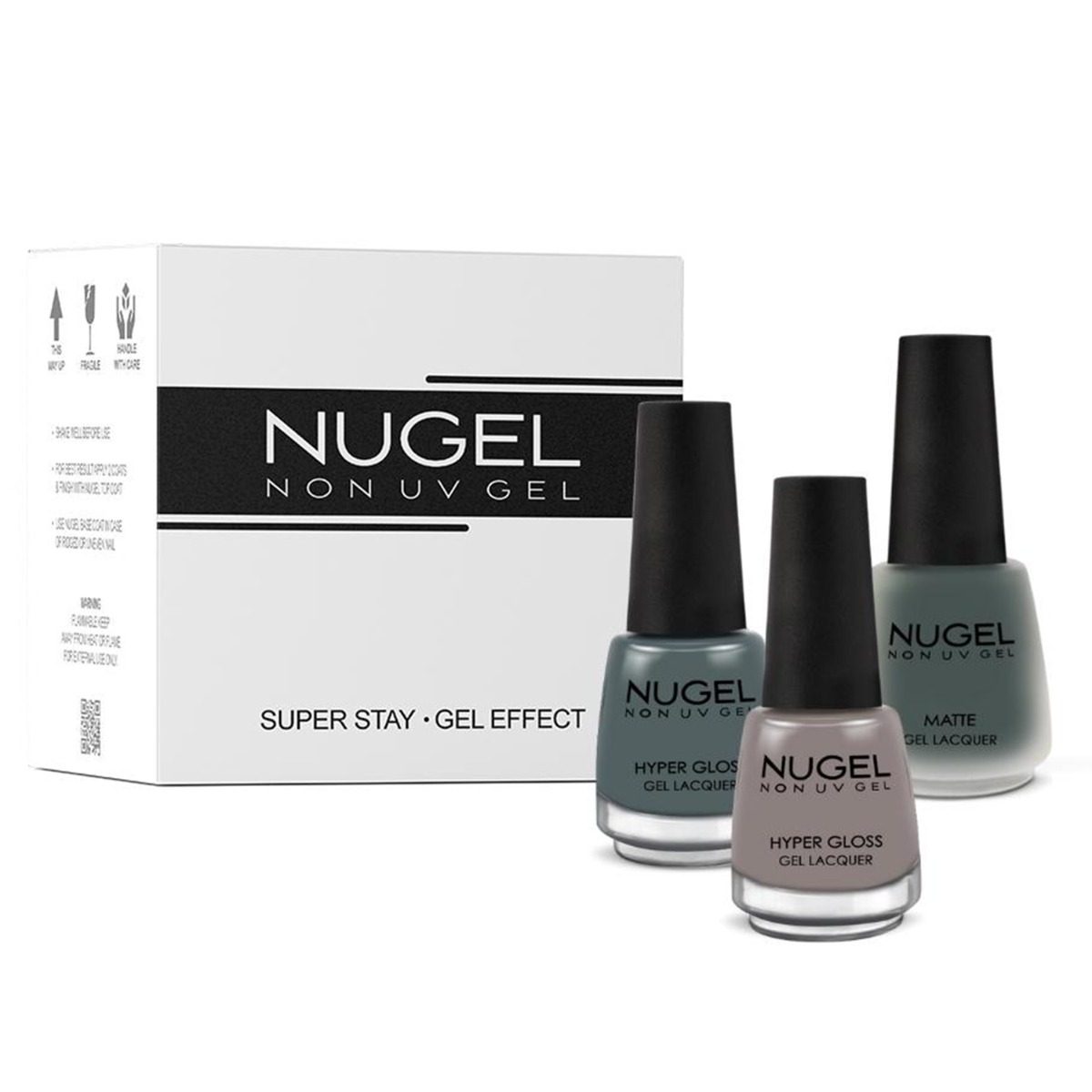 NUGEL 3 In 1 Combo 04 Quick Dry Gel Finish Nail Paint - Vintage, Nail Kit, 39ml