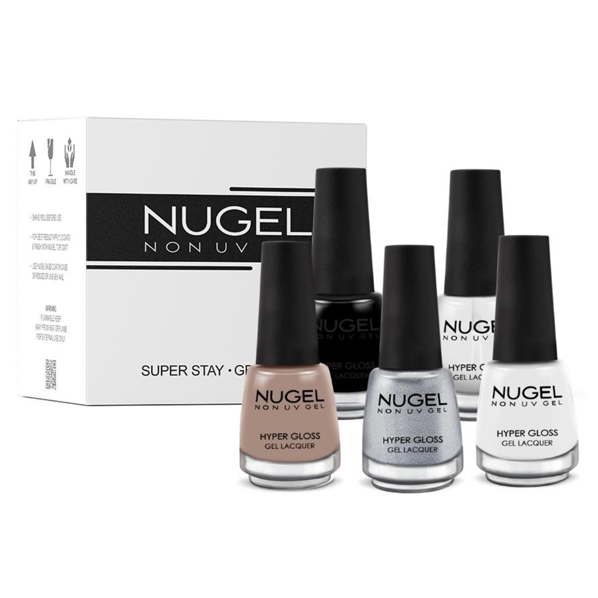 NUGEL 5 In 1 Combo 24 Quick Dry  Gel Finish Nail Paint - Classic Manicure, Nail Kit, 65ml