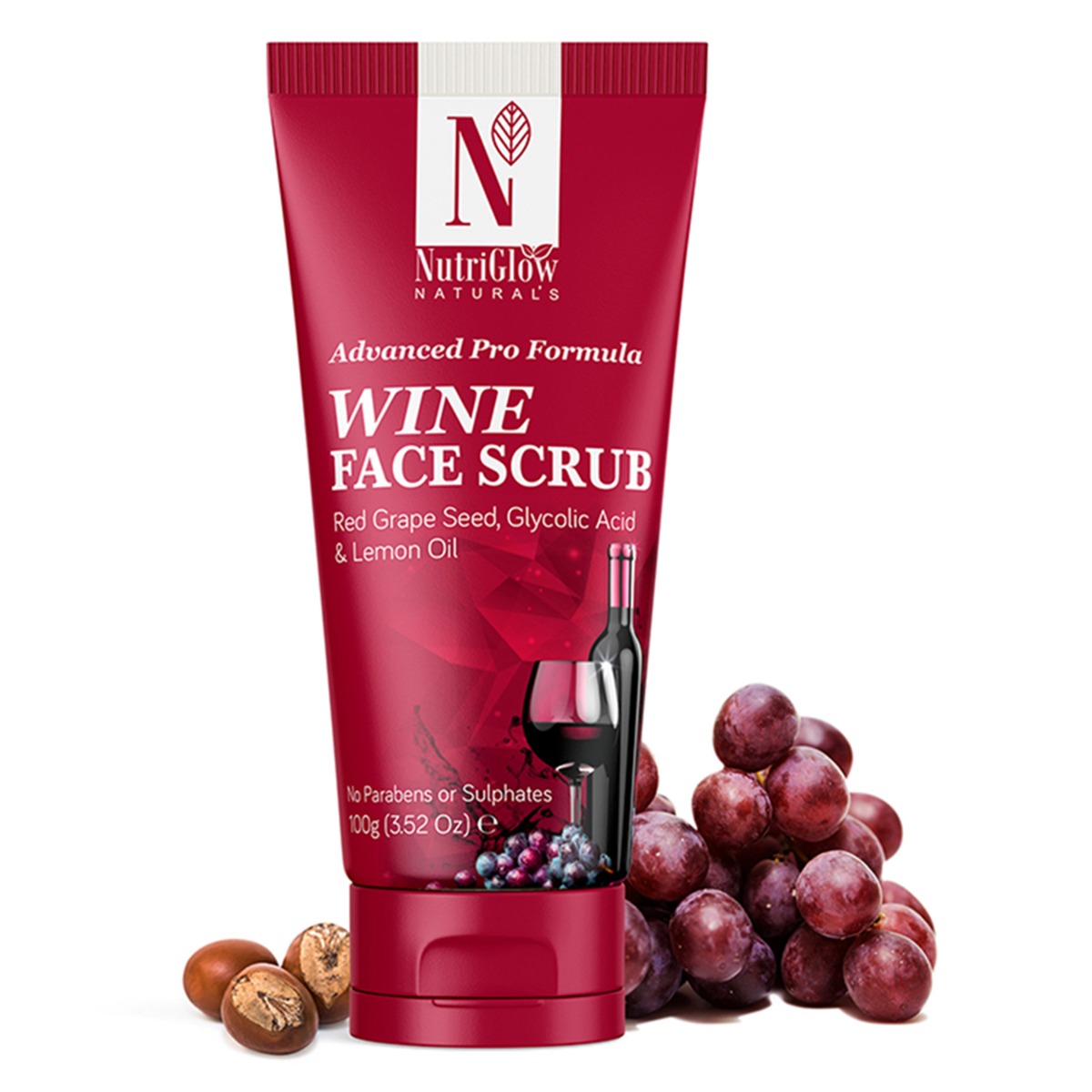 NutriGlow Natural's Advanced Pro Formula Wine Face Scrub, 100gm