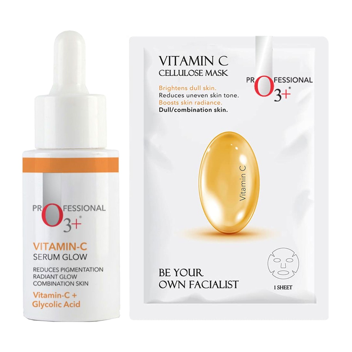 O3+ Professional Vitamin C Serum Glow, 30ml With Free Vitamin-c Cellulose Mask, 30gm