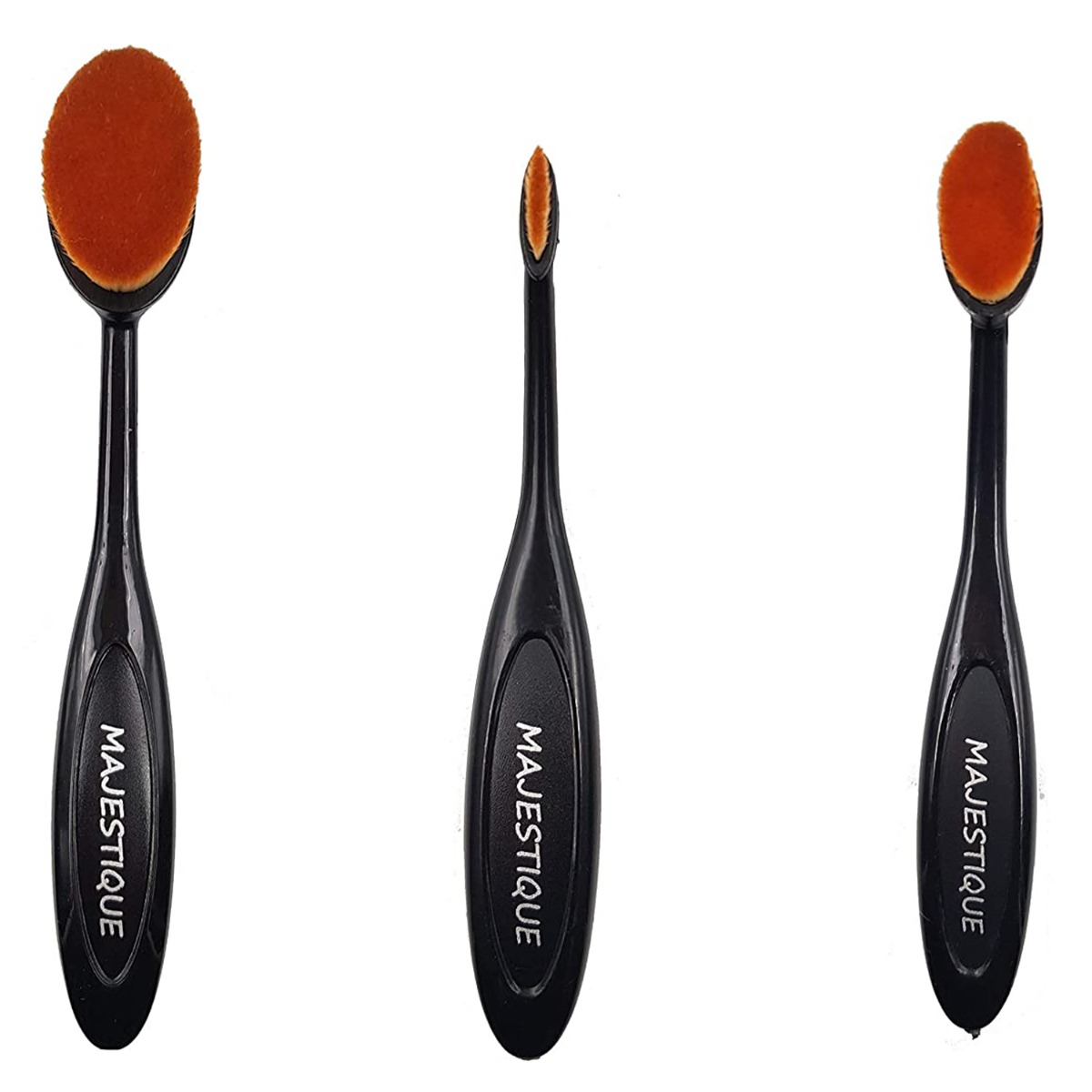 Majestique Supple Oval Makeup Brush Set Makeup Essential Brushes, Pack Of 3