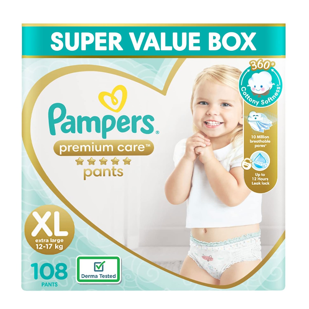 Pampers Premium Care Super Value Box Pack - XL, 108 Pack