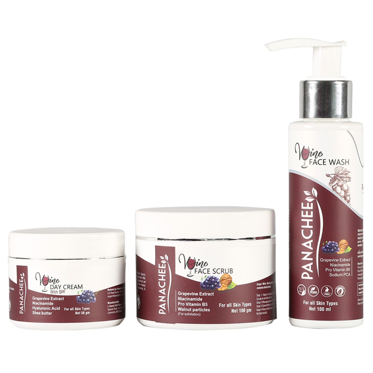 Panachee Face Care Combo - Face Wash,100ml + Face Scrub, 100gm + Day Cream with SPF30++, 50gm