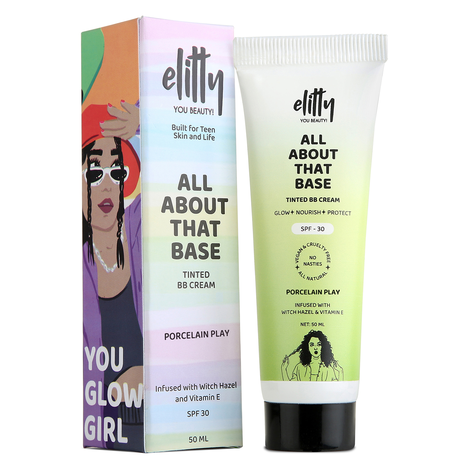Elitty All About That Base Tinted BB Cream With SPF 30, 50ml-Porcelain Play (Light)