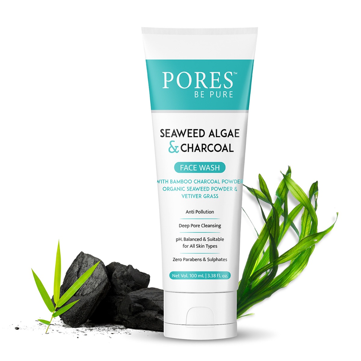 PORES Be Pure Seaweed Algae & Charcoal Face Wash, 100ml