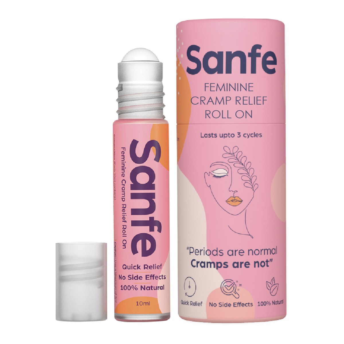 Sanfe Feminine Cramp Relief Roll On for instant relief from period pain,10 ml