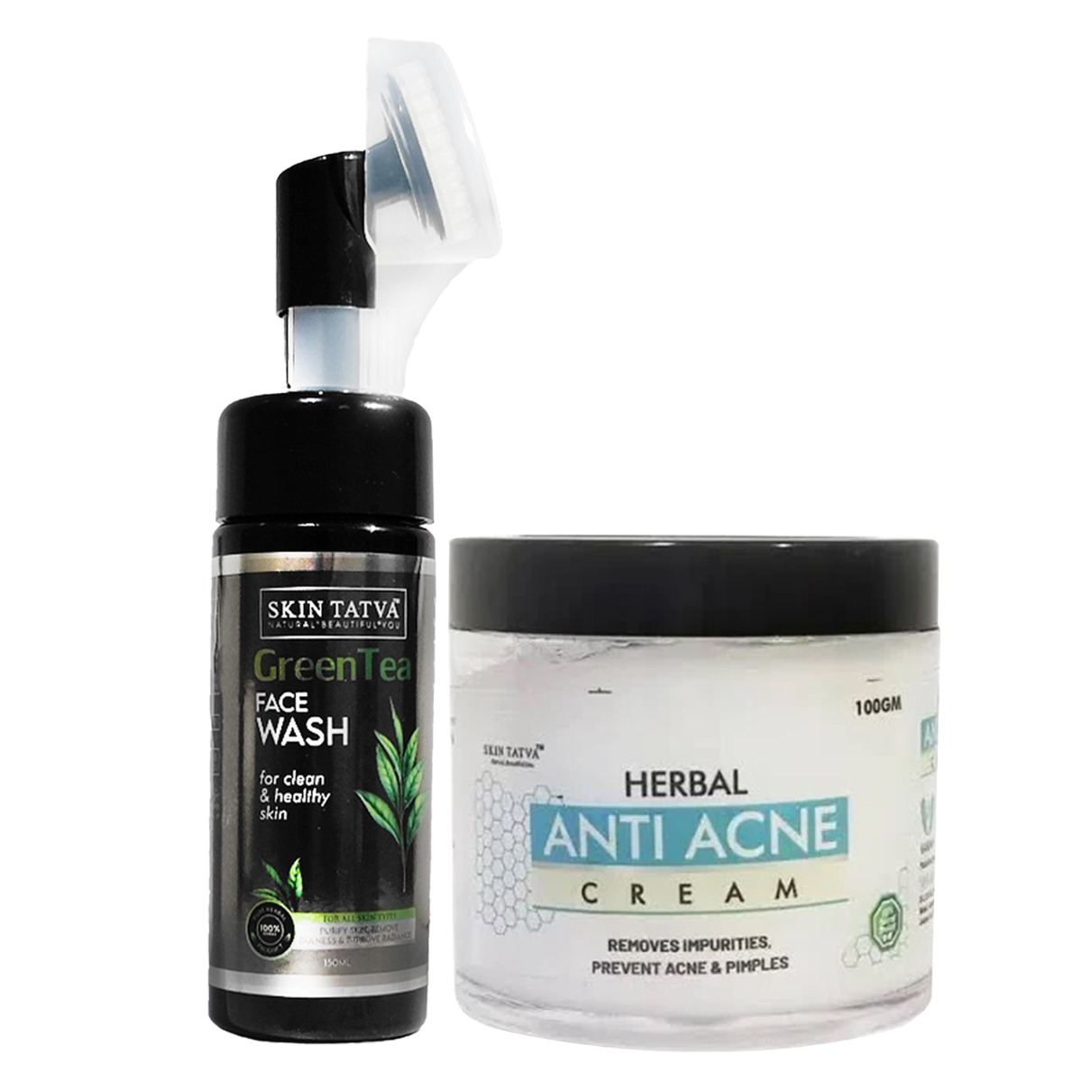 Skin Tatva Green Tea Foaming Face Wash & Anti Acne Cream, combo