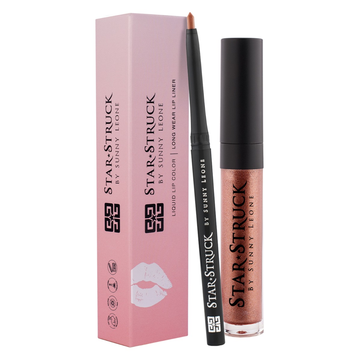 Star Struck by Sunny Leone Bronze Beauty Lip Kit - Lip Gloss, 5.5ml + Lip Liner, 0.25gm Combo