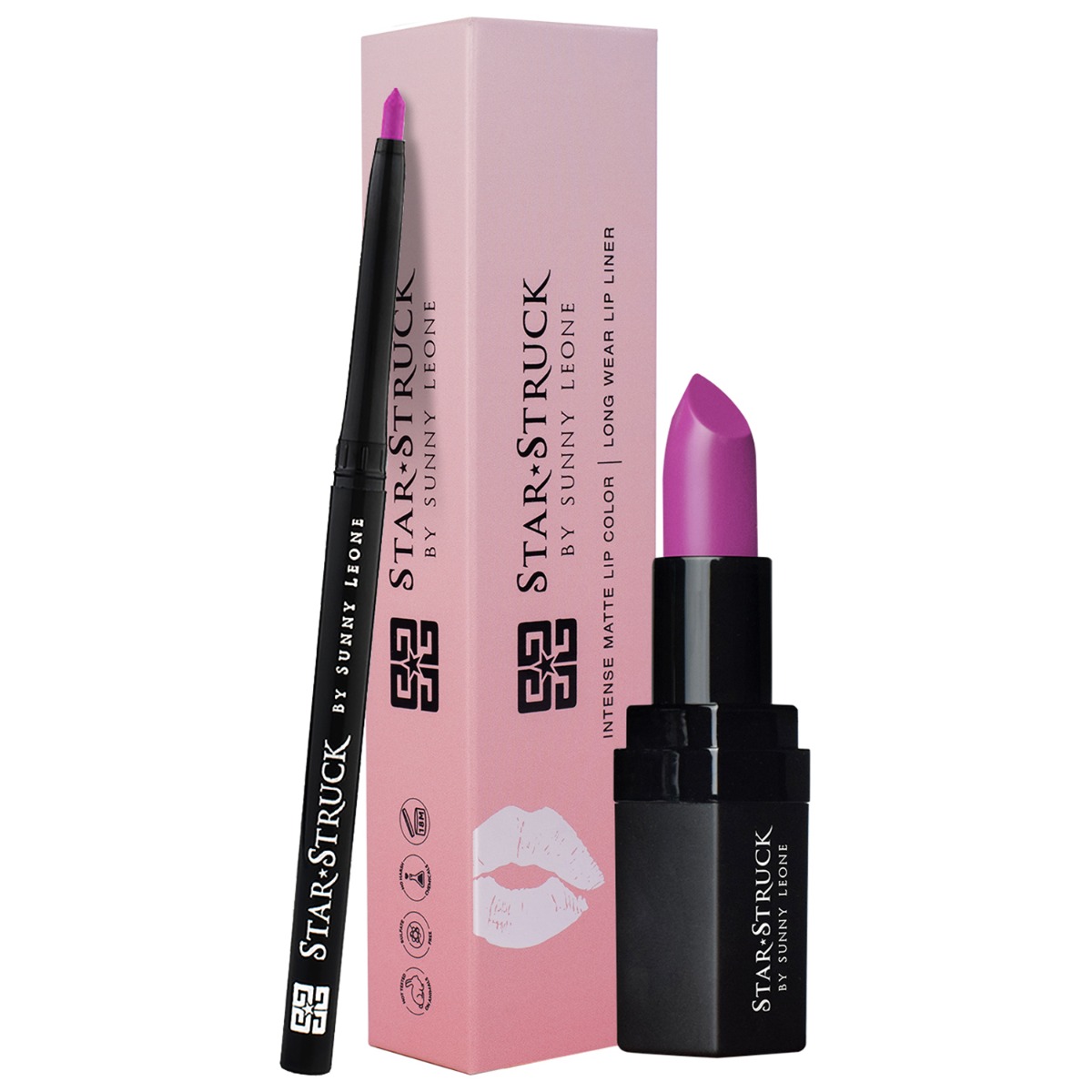 Star Struck by Sunny Leone Purple Taffy Lip Kit - Lipstick, 4.45 gm + Lip Liner, 0.25gm Combo