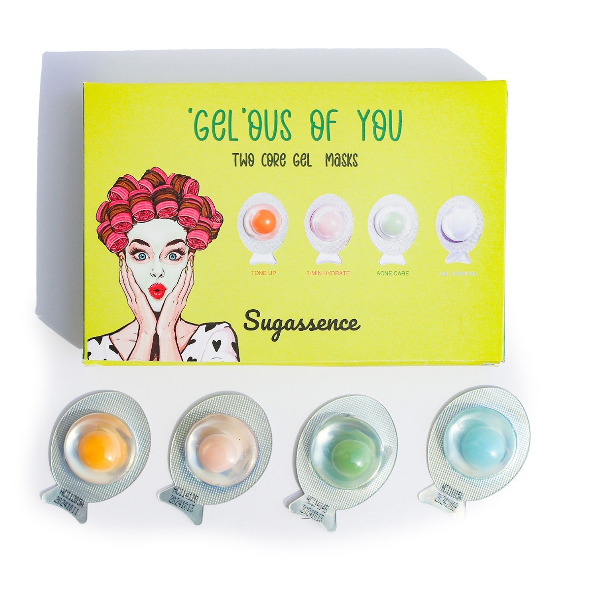 Sugassence  ‘Gel’Ous Of You : Two Core Gel Masks For Dry & Dull Skin, Pack of 7