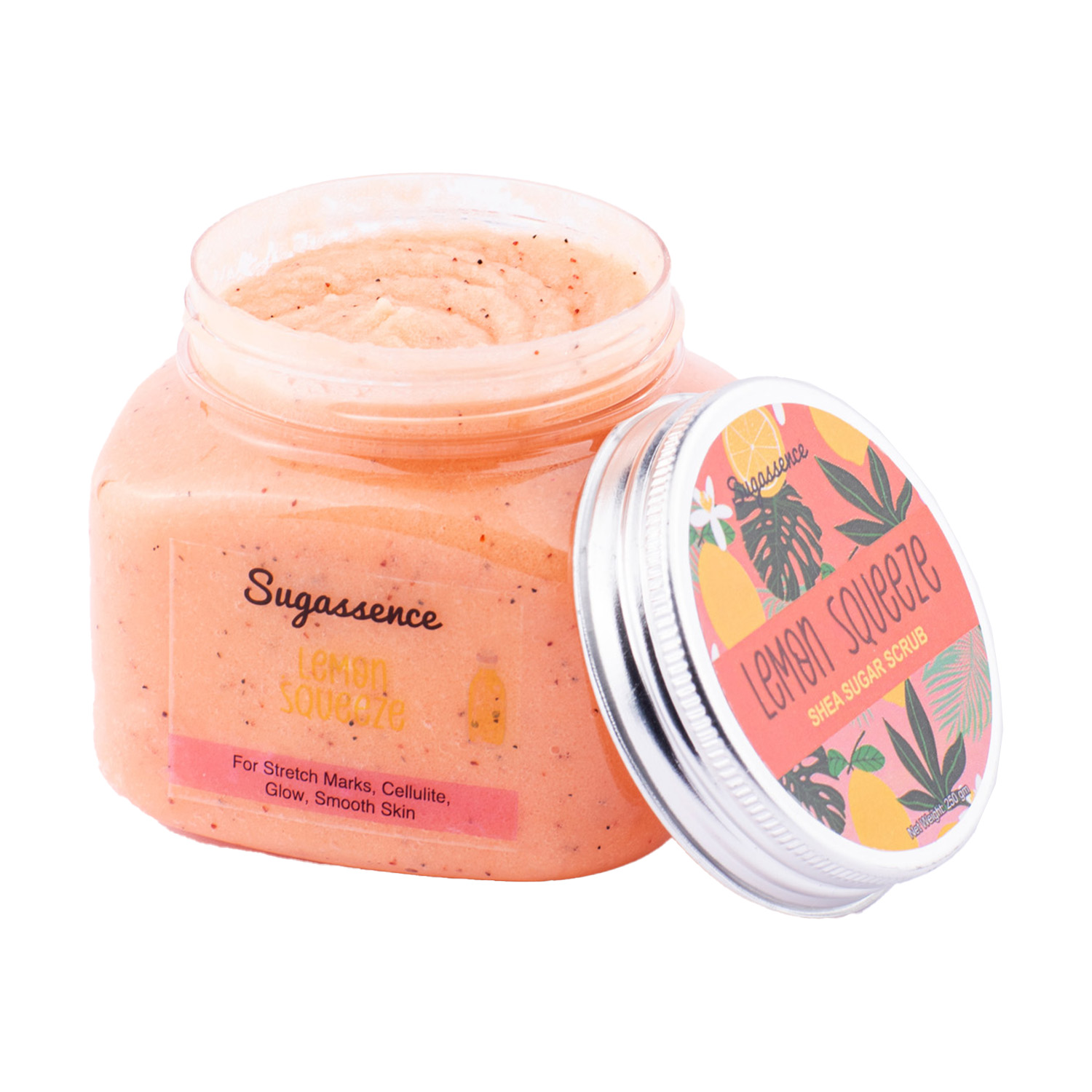 Sugassence Lemon Squeeze - Shea Sugar Scrub - Stretch Marks, Cellulite and Get that Perfect Glow, 100gm