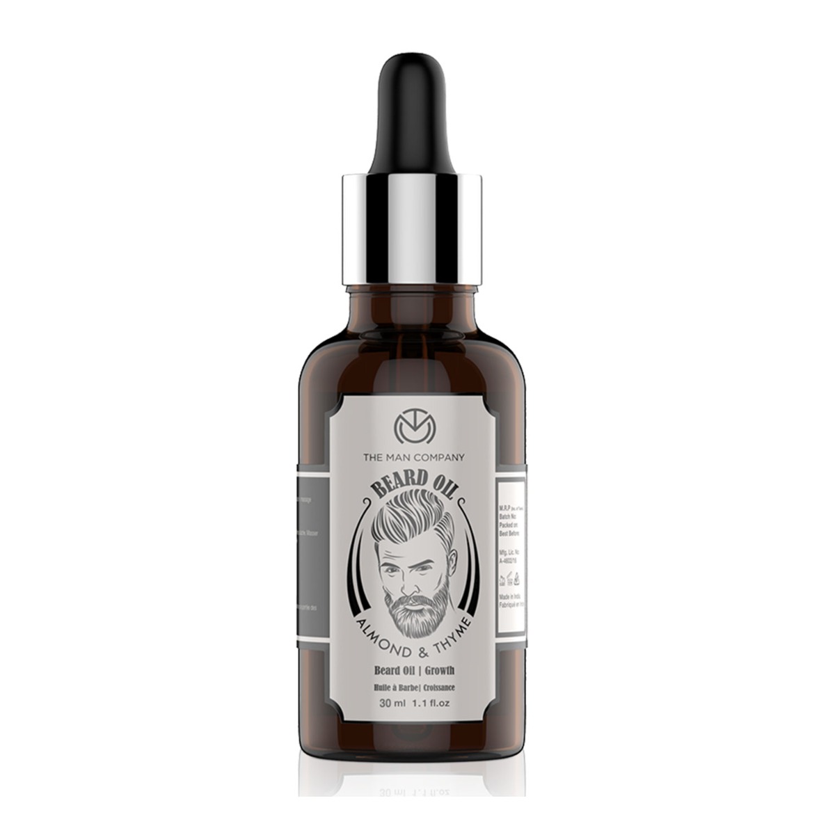 The Man Company Men Mooch and Beard Oil with Almond and Thyme, 30 ml