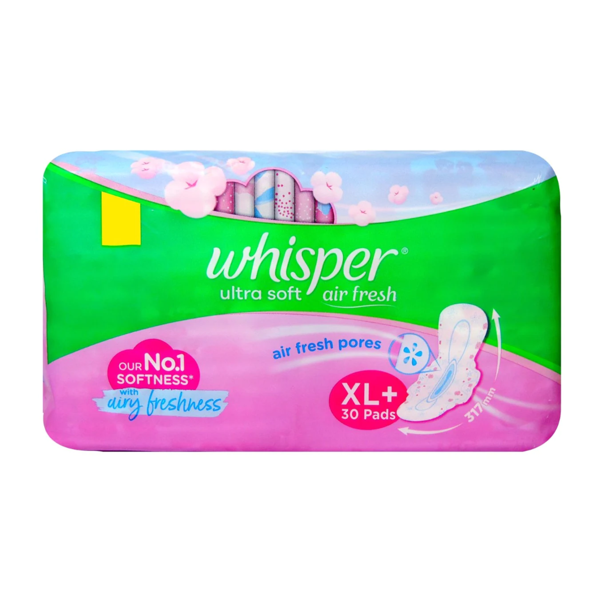 Whisper Sanitary Pads - XL Plus, Ultra Soft, 30 pcs
