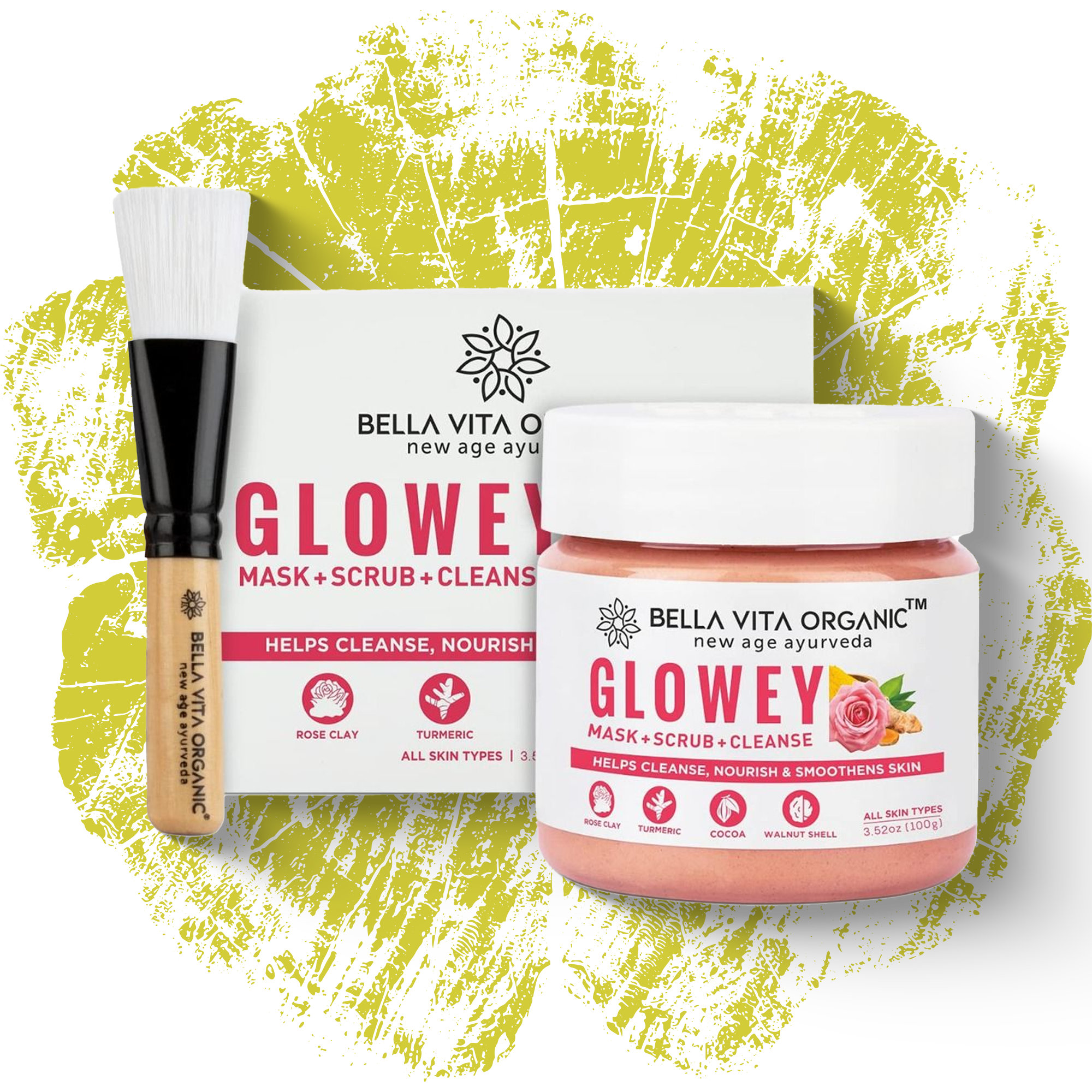 Bella Vita Organic Glowey Face Mask+Scrub+Cleanse